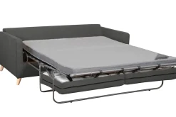 Cheap Miliboo Sofá cama 3 plazas nórdico de tela gris antracita y madera clara con colchón de 10 cm PAPEL