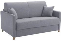 Flash Sale Miliboo Sofá cama 2-3 plazas nórdico gris y madera clara con colchón de 13 cm SKANDY