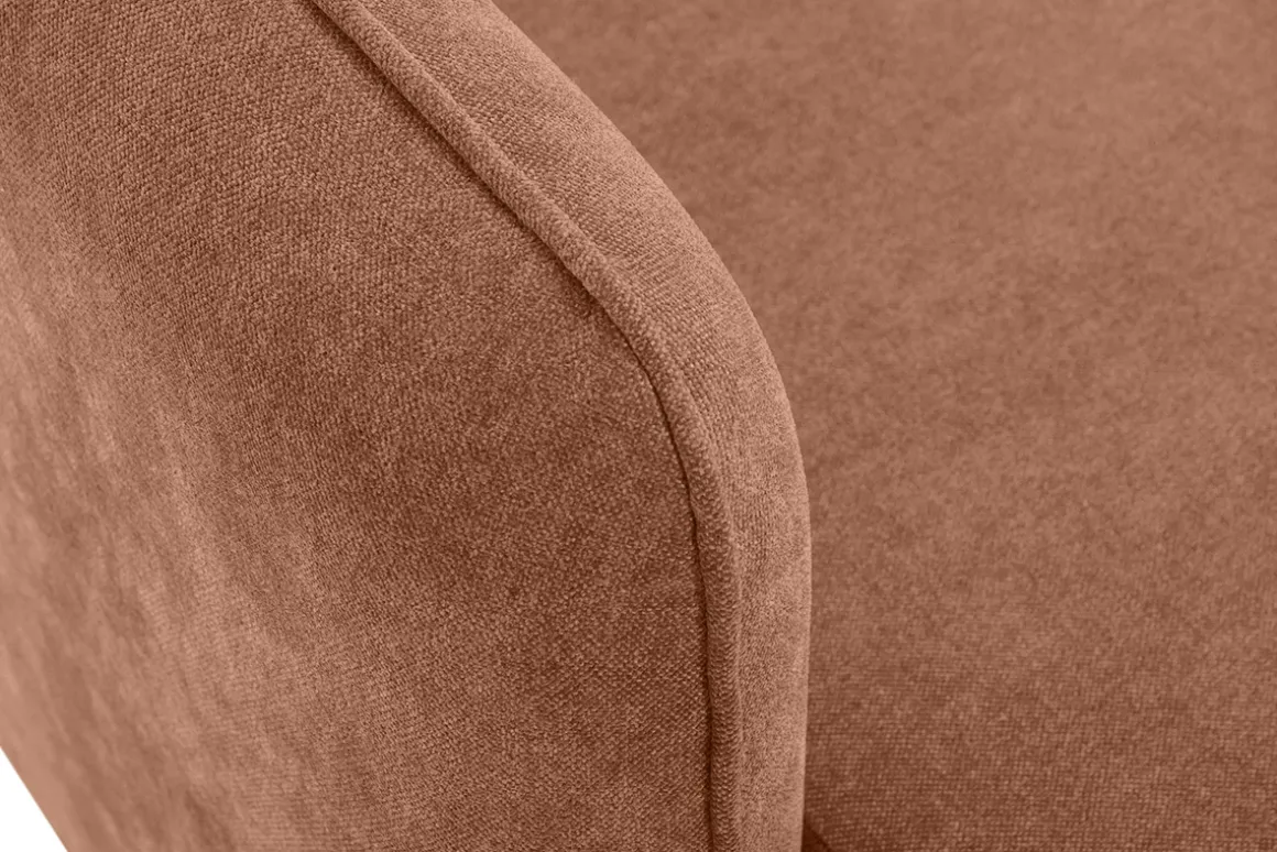 Best Miliboo Sofá cama chaise longue reversible 3-4 plazas de tejido efecto aterciopelado terracota y madera clara ROMANE