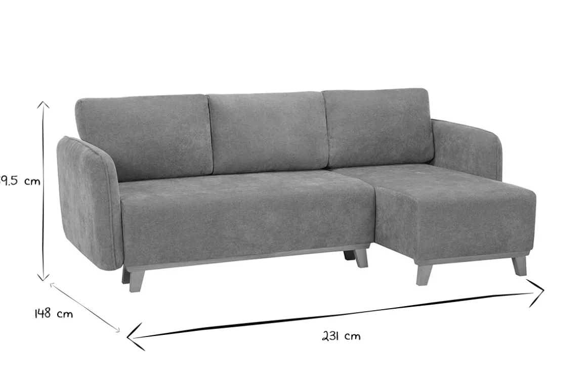 Best Miliboo Sofá cama chaise longue reversible 3-4 plazas de tejido efecto aterciopelado terracota y madera clara ROMANE