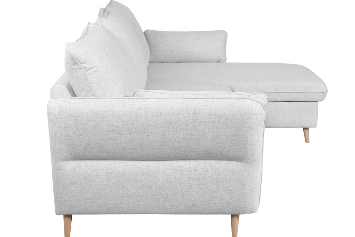 Store Miliboo Sofá cama con chaise longue a la derecha y canapé gris claro - DRISS