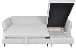 Store Miliboo Sofá cama con chaise longue a la derecha y canapé gris claro - DRISS