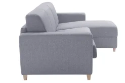 Best Miliboo Sofá cama con chaise longue reversible con canapé 4 plazas de tela gris y madera clara GRAHAM