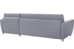 Best Miliboo Sofá cama con chaise longue reversible con canapé 4 plazas de tela gris y madera clara GRAHAM