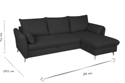 Best Miliboo Sofá cama con chaise longue 3-4 plazas con canapé de tela azul marino y madera clara DRISS