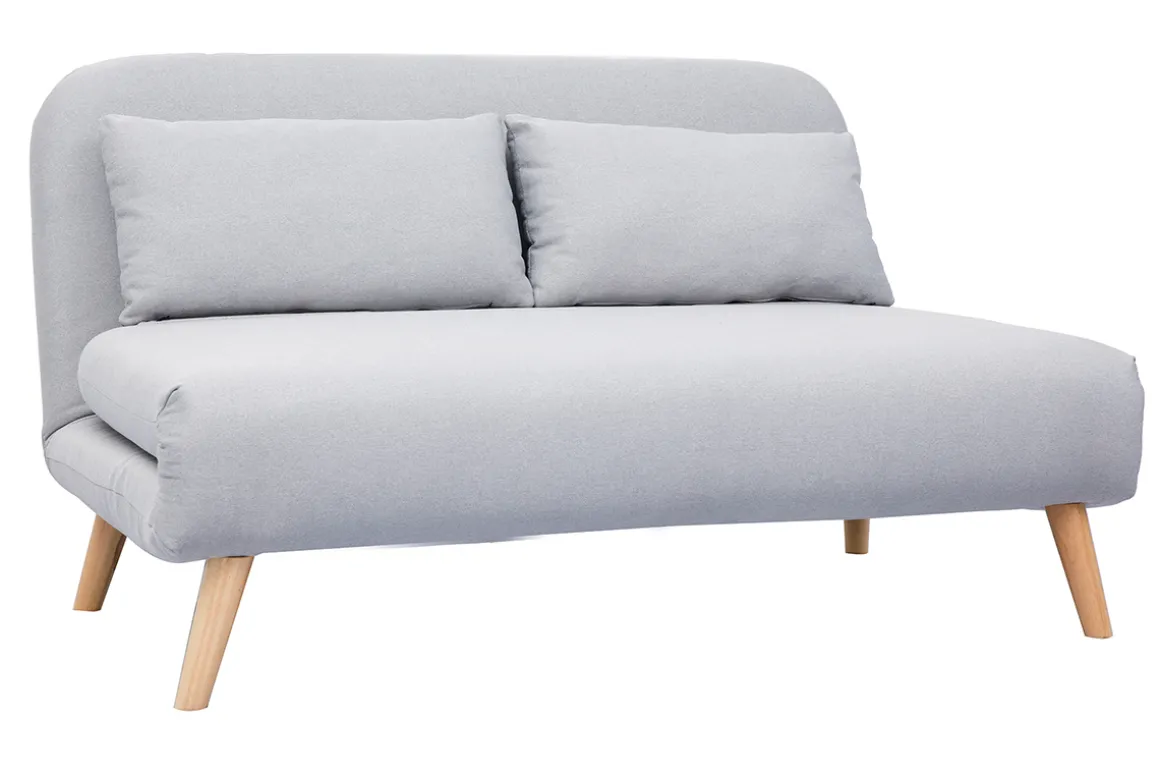 Hot Miliboo Sofá cama convertible 2 plazas en tejido gris claro AMIKO
