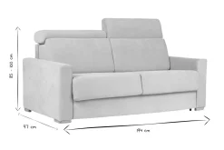 Discount Miliboo Sofá cama convertible de 3 plazas en tela de efecto terciopelo beige con reposacabezas ajustables y colchón de 18 cm NORO