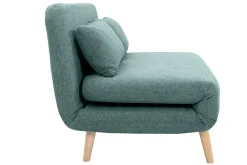 Shop Miliboo Sofá cama de 2 plazas convertible en tela verde gris y madera clara AMIKO