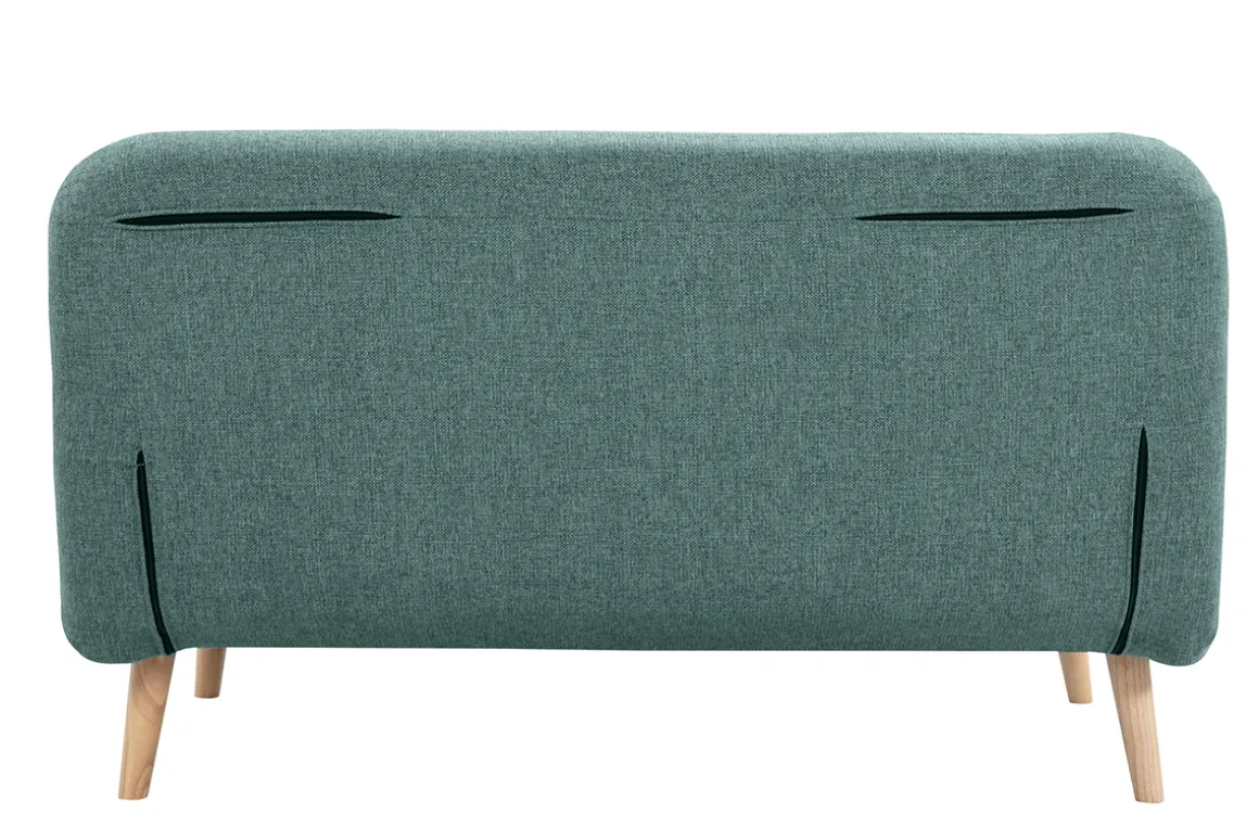 Shop Miliboo Sofá cama de 2 plazas convertible en tela verde gris y madera clara AMIKO