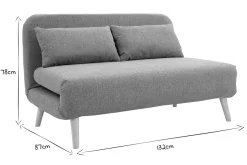 Shop Miliboo Sofá cama de 2 plazas convertible en tela verde gris y madera clara AMIKO