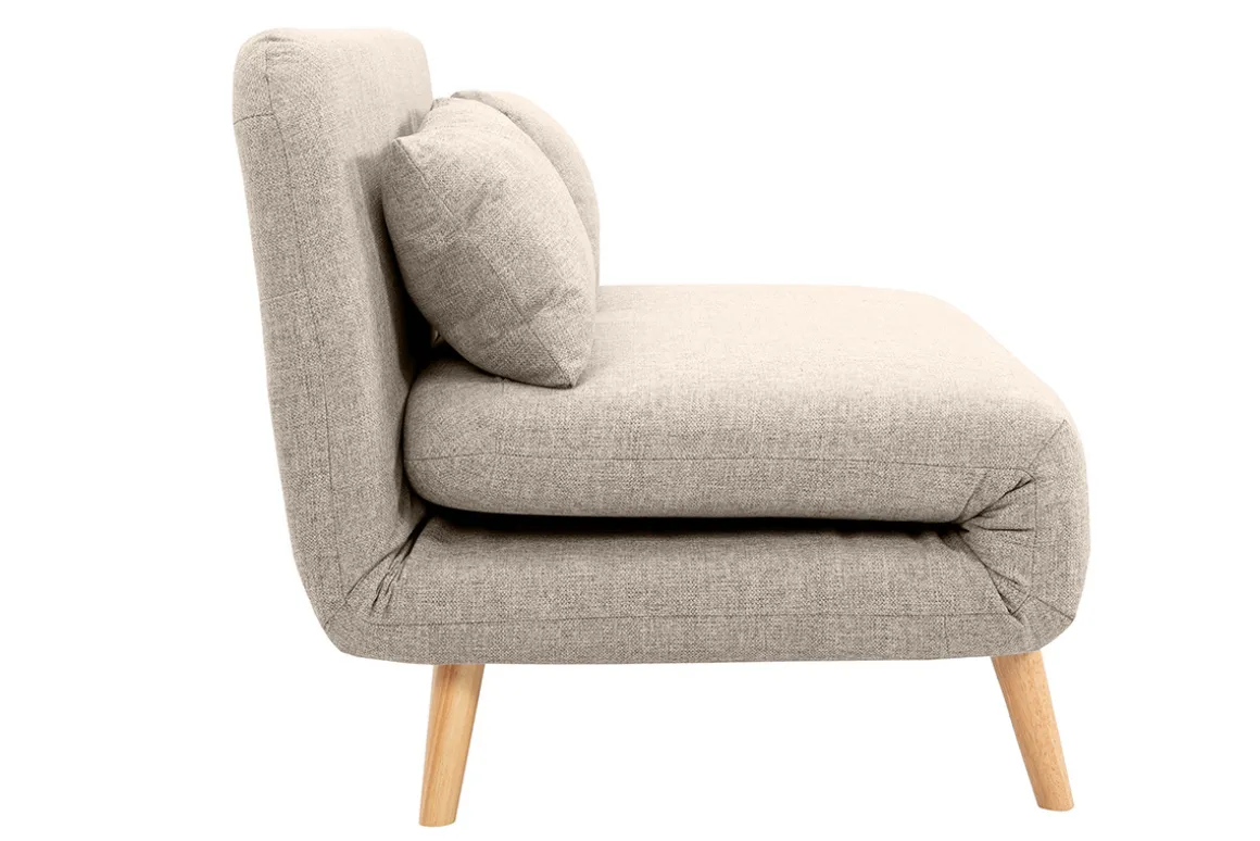 Cheap Miliboo Sofá cama de 2 plazas convertible en tela topo y madera clara AMIKO