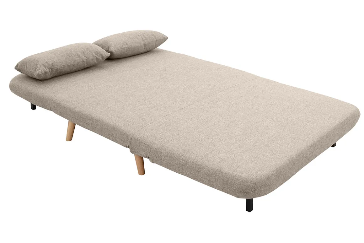 Cheap Miliboo Sofá cama de 2 plazas convertible en tela topo y madera clara AMIKO