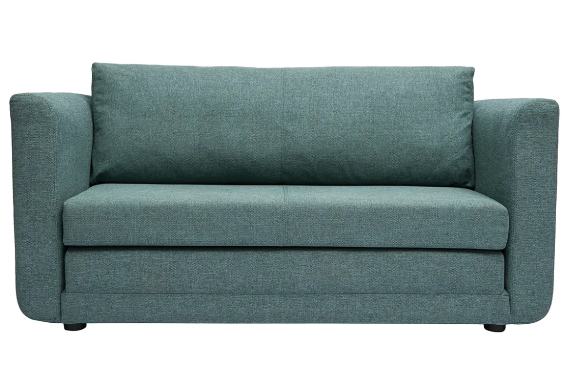 Hot Miliboo Sofá cama de 2 plazas de tela verde gris LEON