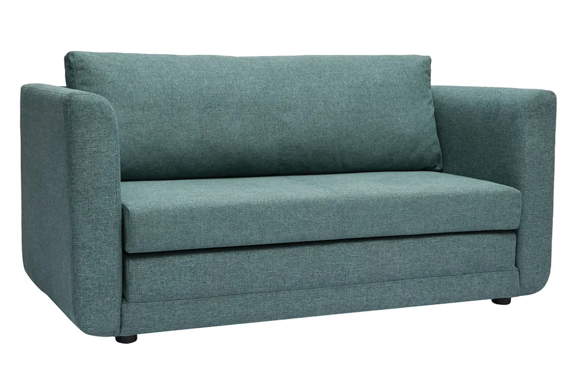 Hot Miliboo Sofá cama de 2 plazas de tela verde gris LEON