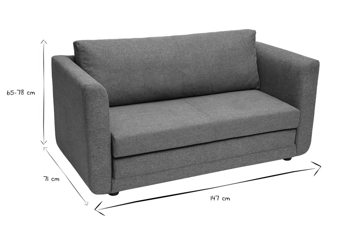 Hot Miliboo Sofá cama de 2 plazas de tela verde gris LEON