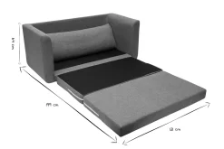 Hot Miliboo Sofá cama de 2 plazas de tela verde gris LEON