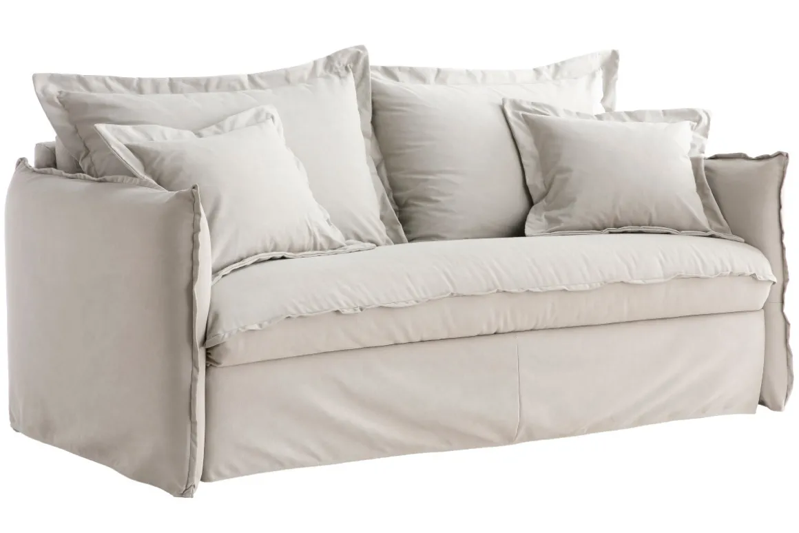 Sale Miliboo Sofá cama desenfundable de algodón beige ALDO