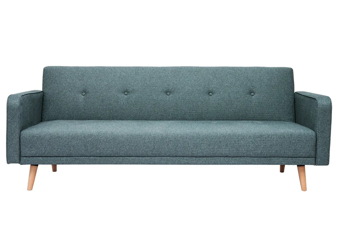 Cheap Miliboo Sofá cama nórdico 3 plazas de tela verde grisáceo y madera clara ULLA