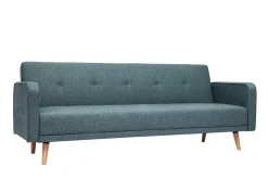 Cheap Miliboo Sofá cama nórdico 3 plazas de tela verde grisáceo y madera clara ULLA