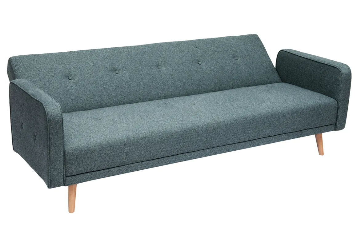 Cheap Miliboo Sofá cama nórdico 3 plazas de tela verde grisáceo y madera clara ULLA