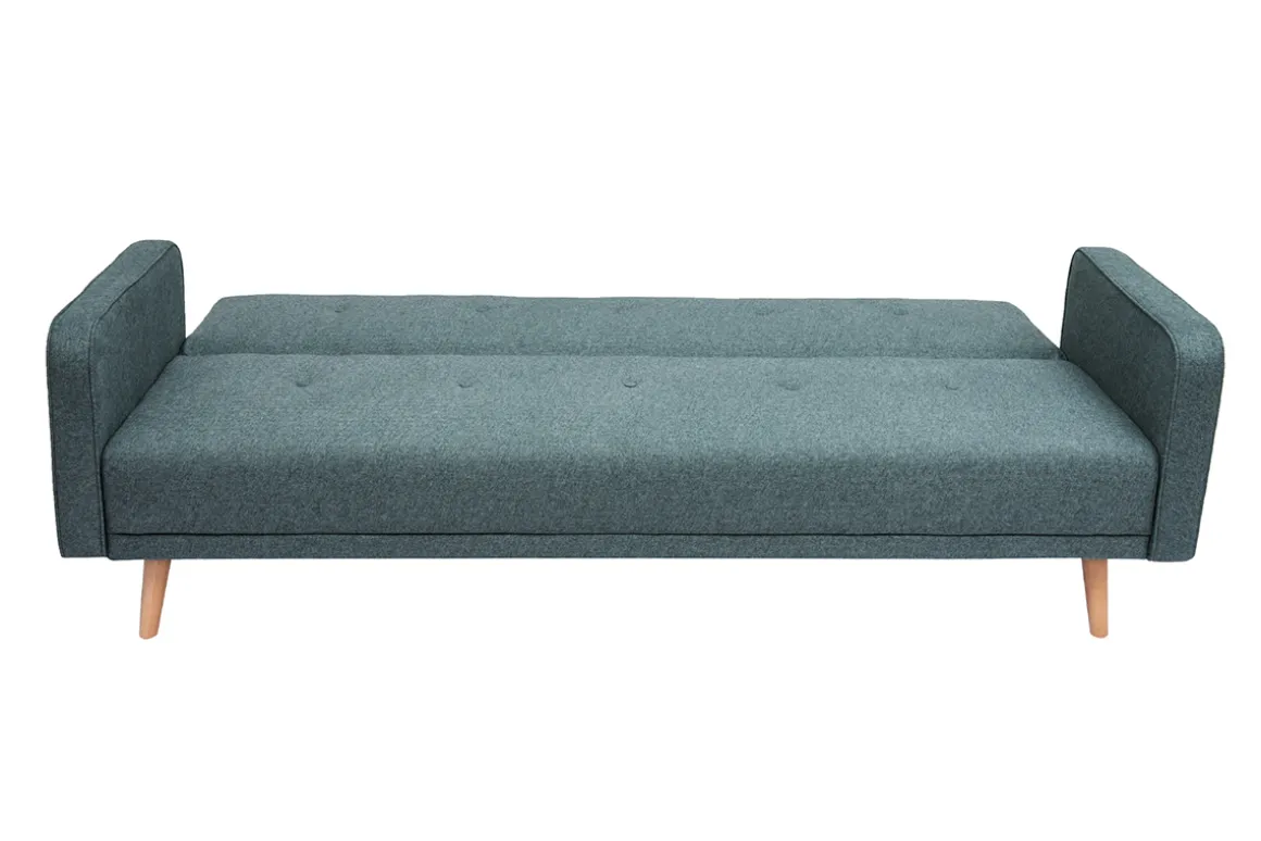 Cheap Miliboo Sofá cama nórdico 3 plazas de tela verde grisáceo y madera clara ULLA