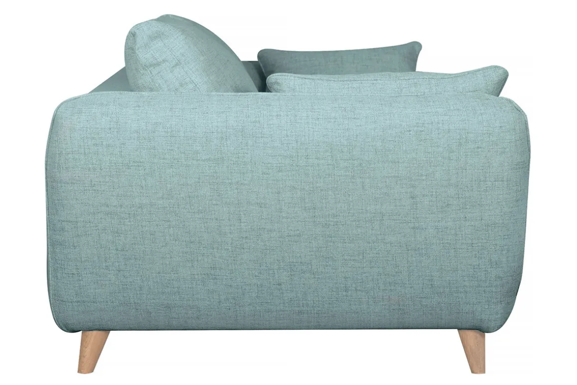 Flash Sale Miliboo Sofá cama nórdico 3 plazas de tela azul hielo con colchón de 10 cm CREEP