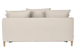 Flash Sale Miliboo Sofá cama nórdico 3 plazas de tela efecto aterciopelado beige y madera clara LOUISE