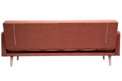 Best Sale Miliboo Sofá cama nórdico 3 plazas de tejido efecto aterciopelado texturizado terracota y madera clara ULLA