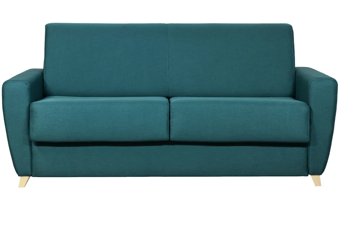 Sale Miliboo Sofá cama nórdico azul petróleo con colchón de 18 cm GRAHAM