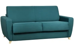 Sale Miliboo Sofá cama nórdico azul petróleo con colchón de 18 cm GRAHAM