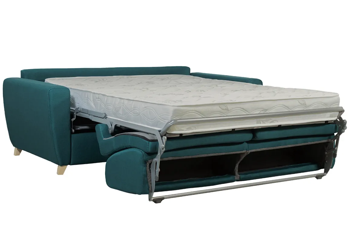 Sale Miliboo Sofá cama nórdico azul petróleo con colchón de 18 cm GRAHAM