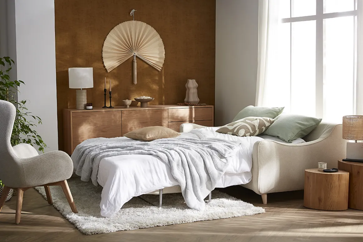 Best Miliboo Sofá cama nórdico 3 plazas beige VENDOME