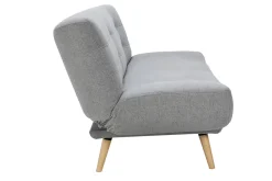 Flash Sale Miliboo Sofá cama nórdico 3 plazas de tela gris clara y madera FAGUO