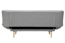 Flash Sale Miliboo Sofá cama nórdico 3 plazas de tela gris clara y madera FAGUO