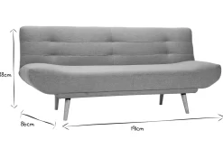 Flash Sale Miliboo Sofá cama nórdico 3 plazas de tela gris clara y madera FAGUO
