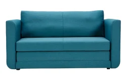 Hot Miliboo Sofá cama 2 plazas de tela azul petróleo LEON