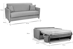 Hot Miliboo Sofá cama 3 plazas nórdico gris claro con colchón de 18 cm SKANDY