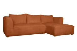 Store Miliboo Sofá chaise longue a la derecha de diseño de pana color terracota 3-4 plazas - PANAM
