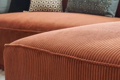 Store Miliboo Sofá chaise longue a la derecha de diseño de pana color terracota 3-4 plazas - PANAM
