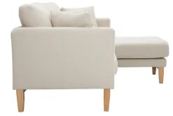 Clearance Miliboo Sofá chaise longue a la derecha beige y madera clara 4 plazas desenfundable OSLO