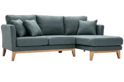 Best Sale Miliboo Sofá chaise longue a la derecha nórdico 4 plazas verde grisáceo y madera clara OSLO