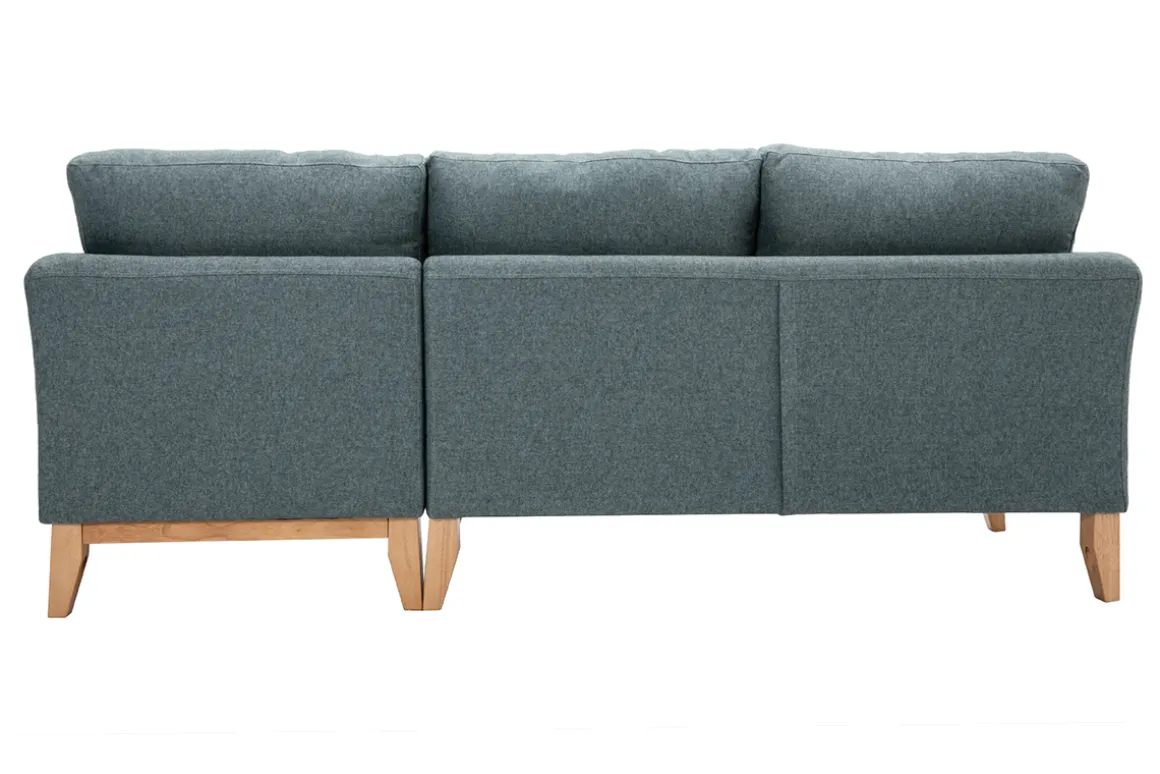 Best Sale Miliboo Sofá chaise longue a la derecha nórdico 4 plazas verde grisáceo y madera clara OSLO