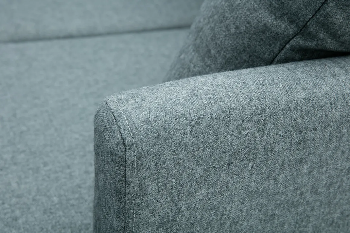 Best Sale Miliboo Sofá chaise longue a la derecha nórdico 4 plazas verde grisáceo y madera clara OSLO