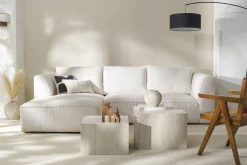 Hot Miliboo Sofá chaise longue a la izquierda de diseño de pana color crudo 3-4 plazas - PANAM