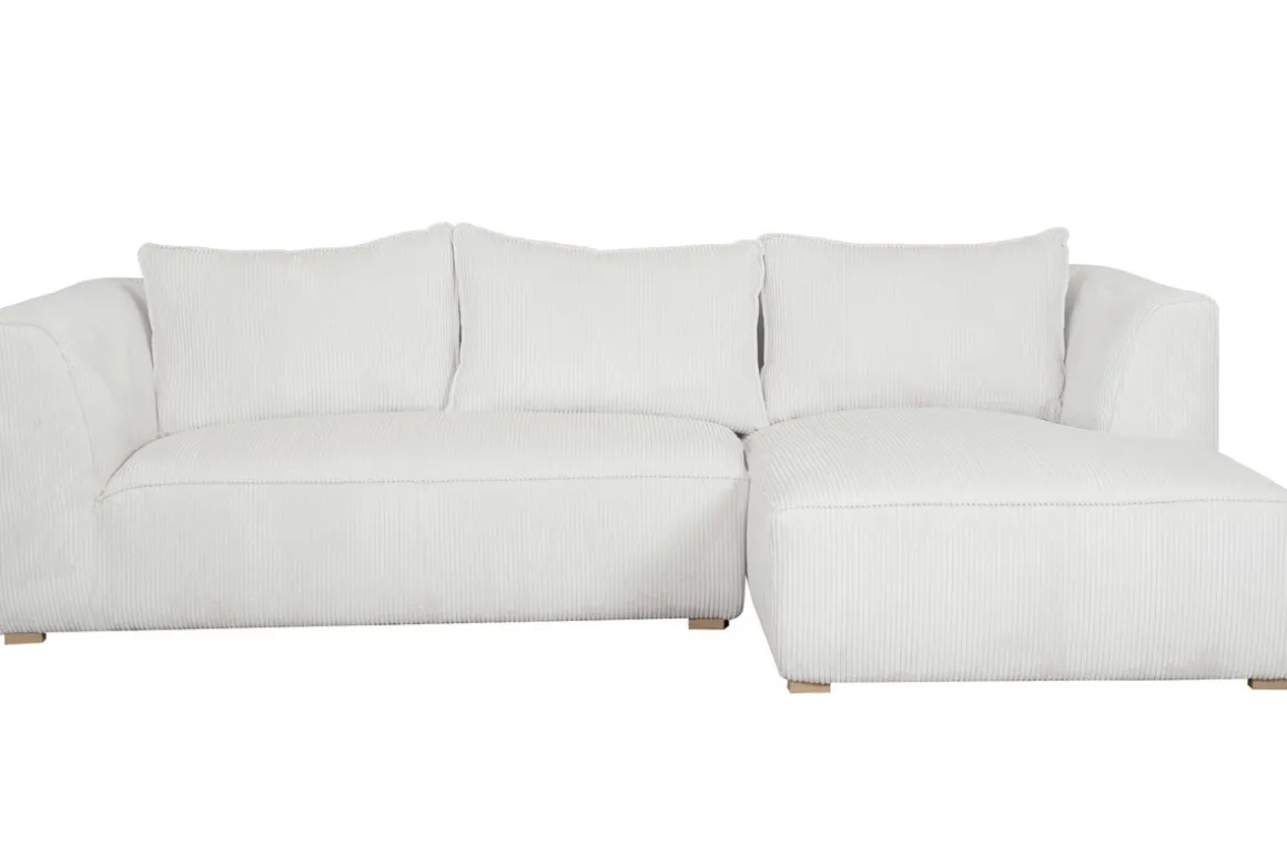 Store Miliboo Sofá chaise longue de diseño de pana color crudo 3-4 plazas PANAM