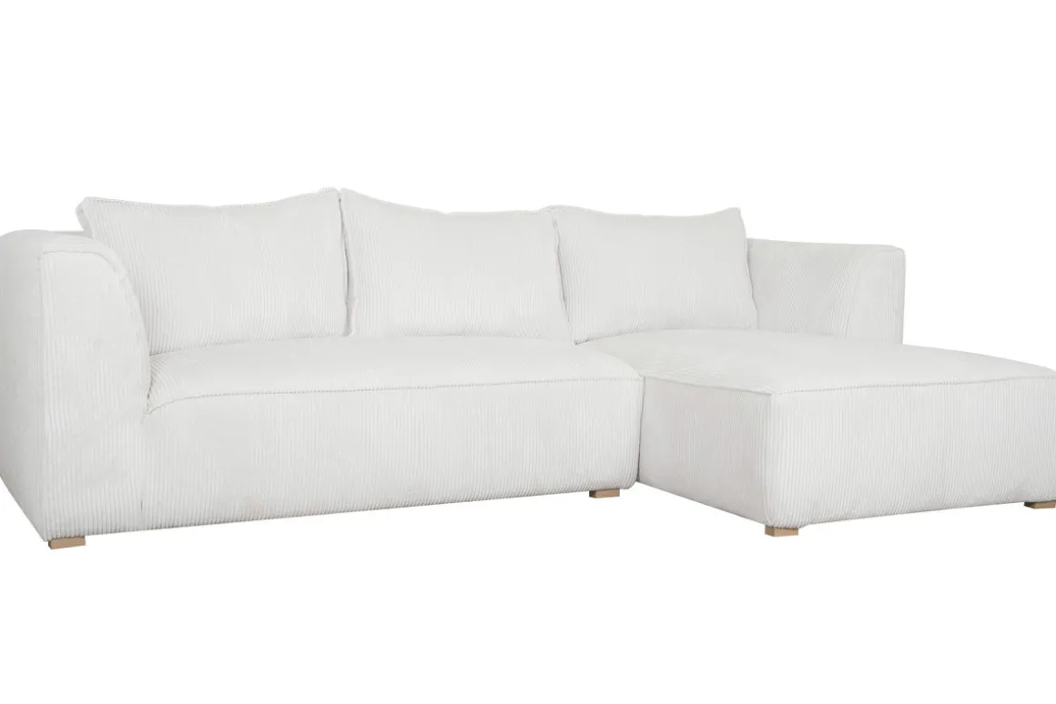 Store Miliboo Sofá chaise longue de diseño de pana color crudo 3-4 plazas PANAM