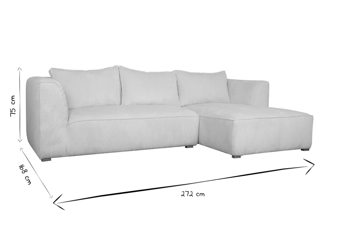 Store Miliboo Sofá chaise longue de diseño de pana color crudo 3-4 plazas PANAM