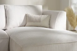 Store Miliboo Sofá chaise longue de diseño de pana color crudo 3-4 plazas PANAM