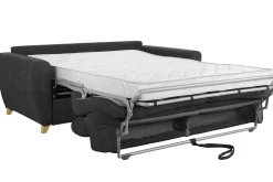 Cheap Miliboo Sofá convertible 3 plazas con reposacabezas ajustables efecto terciopelo gris oscuro GOYA