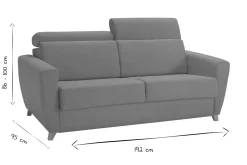 Cheap Miliboo Sofá convertible 3 plazas con reposacabezas ajustables efecto terciopelo gris oscuro GOYA